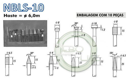 ponta diamantada kit haste 6 mm neboluz