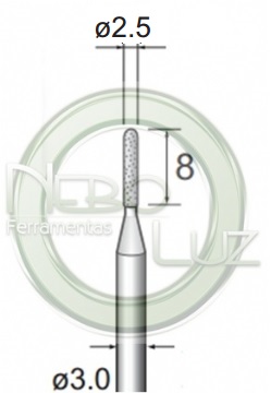 Ponta diamantada cilindrica esferica neboluz Nbl25c