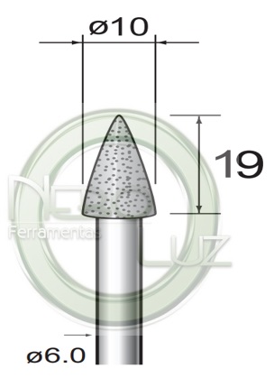 Ponta diamantada 10x19 arvore haste de 6 mmNebo9luz NBLM100J