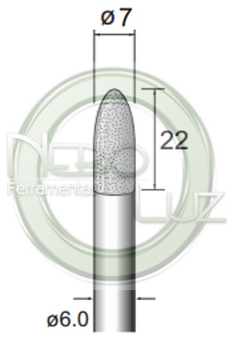 Ponta diamantada NblM70F forma arvore radial 7x22 Neboluz 