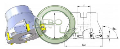 Cabeote de fresar 90 graus Neboluz  inserto apkt
