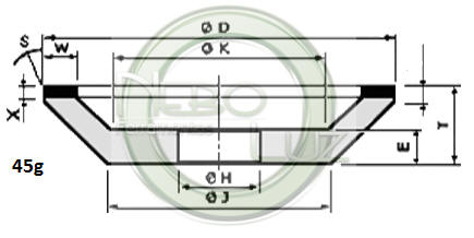 rebolo diamantado 12a2 45 graus